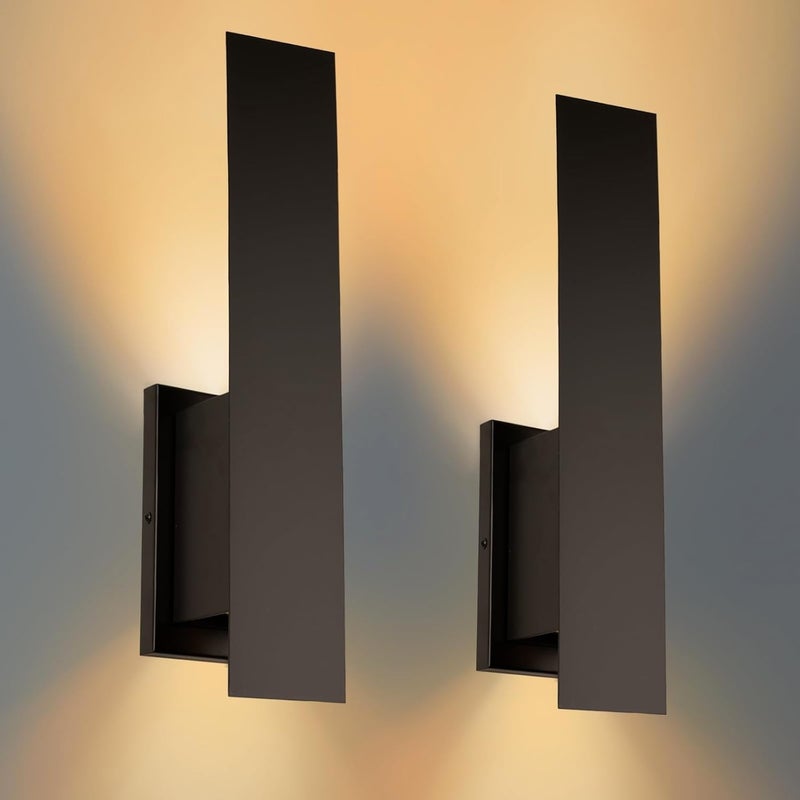 Edwarmlux أضواء حائط داخلية، أضواء حائط عصرية، ضوء حائط مثبت لأعلى ولأسفل، ضوء حائط قابل للتعتيم مثبت بشكل ثابت لغرفة النوم، غرفة المعيشة، الممر، لمبات GU10 غير مشمولة، عبوة 2 (أسود مطفي) - Image 1